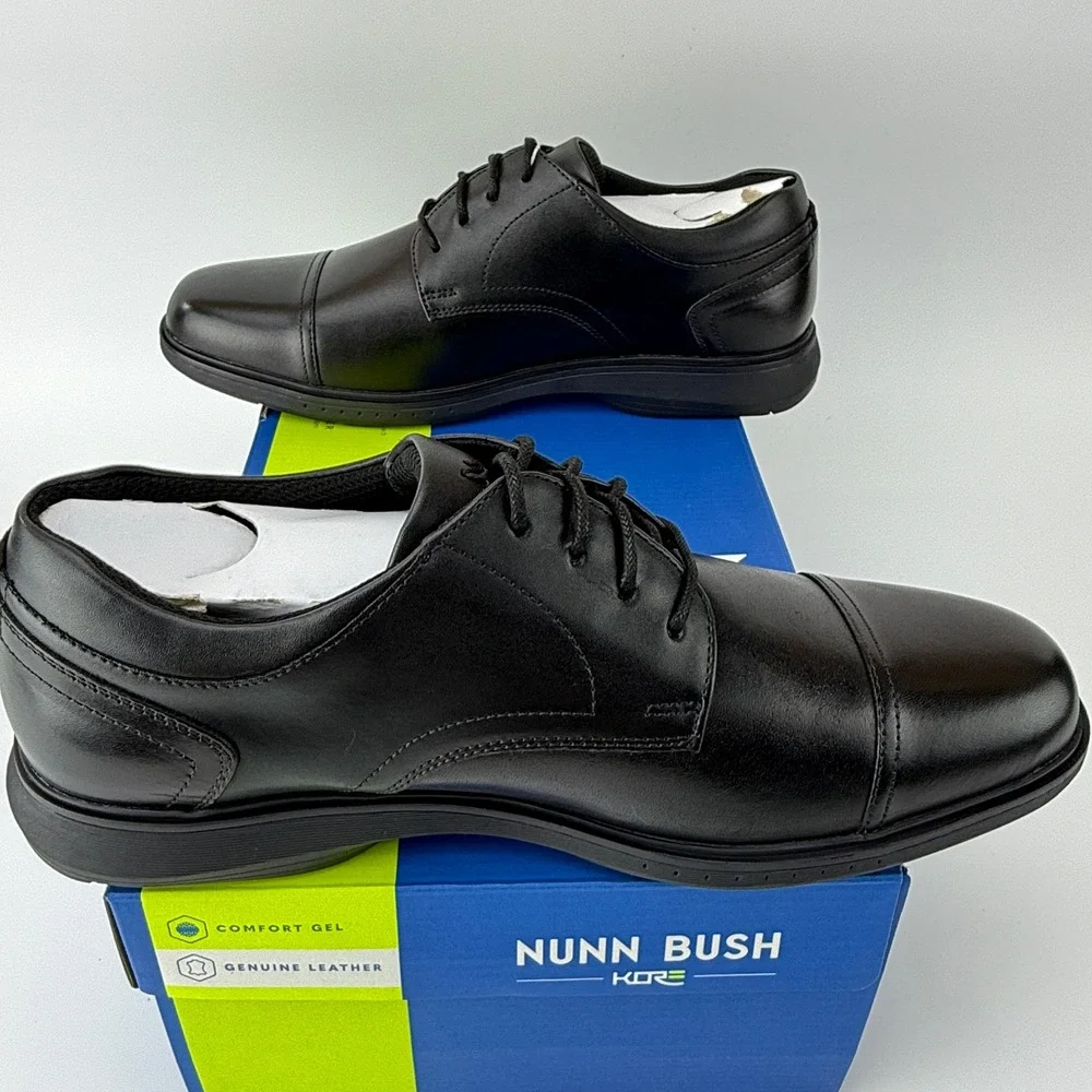 Nunn Bush Kore Pro CT OX Leather Cap Toe Oxford Shoes Mens 8.5 M Black NIB